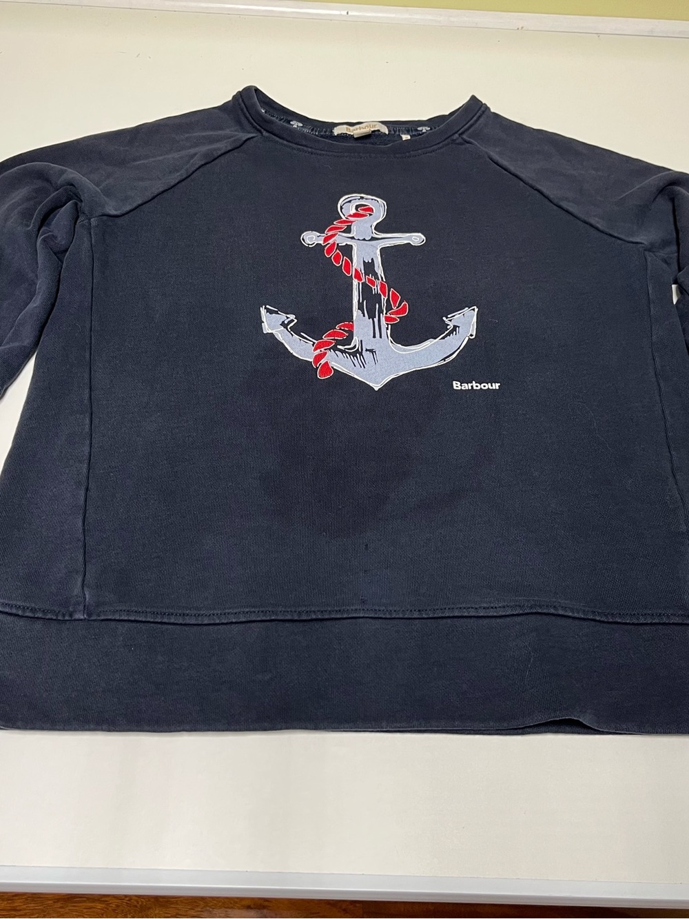 Barbour Women Size 6 Navy Sweatshirt with Anchor Graphic